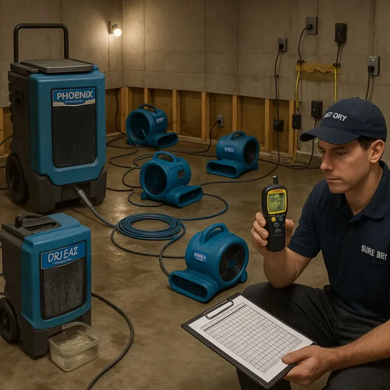 Structural Drying and Dehumidification process in Hughes, AR